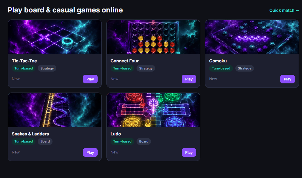 Diceonaut game lobby — choose your game